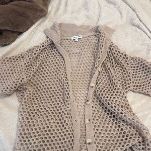 Taupe Open-Knit Cardigan